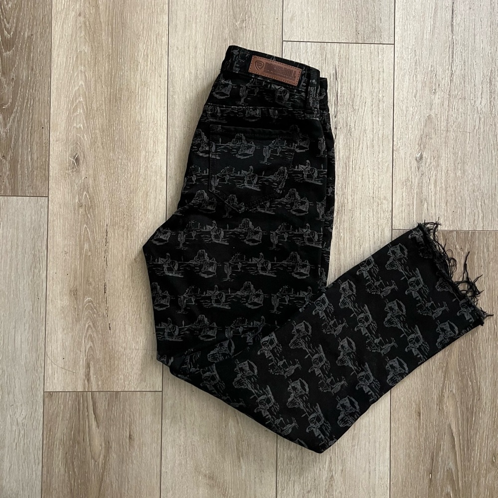 Western print jeans